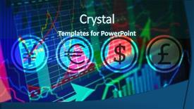  Presentation with global trading - PPT layouts having stock exchange graphs with currency background and a ocean colored foreground
