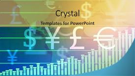  Presentation with global trading - PPT layouts consisting of stock exchange graphs with currency background and a yellow colored foreground