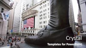  Presentation with stock exchange - Colorful slide deck enhanced with stock-exchange-in-new-york backdrop and a dark gray colored foreground
