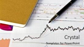  Presentation with pen - Audience pleasing theme consisting of stock exchange share price - pen and business graph backdrop and a  colored foreground