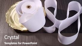 Presentation with adding machine - Amazing slide deck having stock image of roll of the adding machine tape backdrop and a dark gray colored foreground