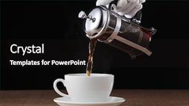  Presentation with press - Beautiful PPT theme featuring stock image of the coffee backdrop and a black colored foreground