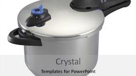  Presentation with clipping - Slides enhanced with stock image of the kitchen untensil pot with clipping path background and a light gray colored foreground