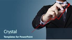  Presentation with grab hand - Beautiful presentation theme featuring stock investments - male hand drawing a graph backdrop and a ocean colored foreground