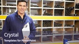  Presentation with roll fabric in store room - Amazing slide deck having stock levels in store room backdrop and a tawny brown colored foreground