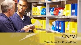  Presentation with roll fabric in store room - Theme with stock levels in store room background and a yellow colored foreground