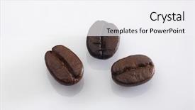  Presentation with red coffee bean - Presentation theme enhanced with stock mage of the coffee background and a sky blue colored foreground