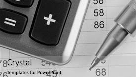  Presentation with business calculator - Slides having stock management - calculator and pen background and a  colored foreground