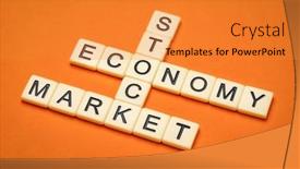  Presentation with economy marketing - Cool new slide deck with stock-market-and-economy-crossword backdrop and a gold colored foreground