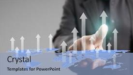  Presentation with financial market - Presentation with stock market chart - businessman with financial symbols coming background and a light blue colored foreground