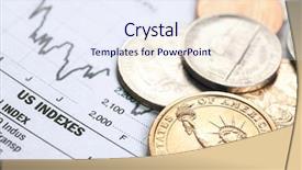  Presentation with financial market - PPT layouts featuring stock market chart - dollar coin and financial graph background and a sky blue colored foreground
