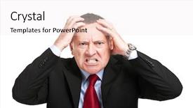  Presentation with fraud elder - Cool new PPT layouts with stock market crash - furious elder businessman portrait backdrop and a sky blue colored foreground