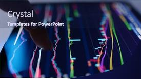  Presentation with market data - PPT theme consisting of stock-market-data-on-tablet background and a navy blue colored foreground