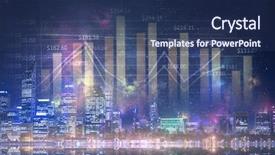  Presentation with city - Cool new presentation with stock market graph - modern business city background mixed backdrop and a ocean colored foreground
