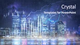  Presentation with stock market - Presentation theme with stock market graph - modern business city background mixed background and a ocean colored foreground