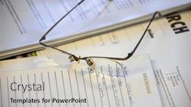  Presentation with stock market - Slides having stock-market-papers-and-spectacles background and a light gray colored foreground