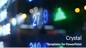  Presentation with market stock market education - Theme featuring stock market quotes in city background and a navy blue colored foreground