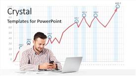  Presentation with stock market risk - Slide deck enhanced with stock market with rising graph background and a cool aqua colored foreground