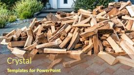  Presentation with house heating - Slide deck featuring stock-of-firewood-for-heating background and a coral colored foreground