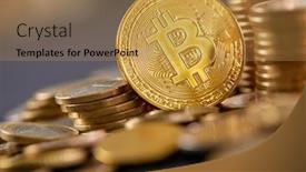  Presentation with euro - PPT layouts featuring stock-photo-euro-coins-euro background and a gold colored foreground