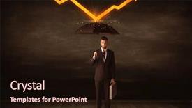  Presentation with umbrella - Presentation design having stock risk management - businessman standing with umbrella keeping background and a wine colored foreground