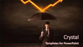  Presentation with umbrella - PPT layouts having stock risk management - businessman standing with umbrella keeping background and a wine colored foreground