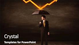  Presentation with umbrella - Slide set enhanced with stock risk management - businessman standing with umbrella keeping background and a wine colored foreground