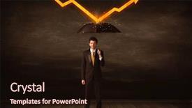  Presentation with umbrella - Beautiful presentation design featuring stock risk management - businessman standing with umbrella keeping backdrop and a wine colored foreground