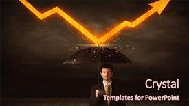  Presentation with risk management - Beautiful slide set featuring stock risk management - businessman standing with umbrella keeping backdrop and a wine colored foreground