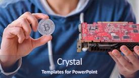  Presentation with bitcoins - Amazing slide deck having stock scams - young man mining bitcoins backdrop and a ocean colored foreground