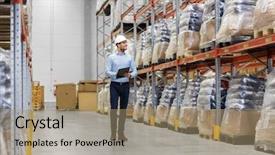  Presentation with logistics logistic import export - Theme with stock taking - logistic business shipment and people background and a  colored foreground