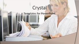  Presentation with trader - Colorful presentation theme enhanced with stock trader going through paperwork backdrop and a white colored foreground