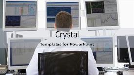  Presentation with trader - Cool new presentation design with stock trader looking at multiple backdrop and a light gray colored foreground