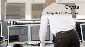  Presentation with stock share - Amazing presentation having stock trader looking at multiple backdrop and a coral colored foreground