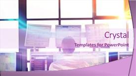  Presentation with trader - Colorful slides enhanced with stock trader looking at multiple backdrop and a pink colored foreground