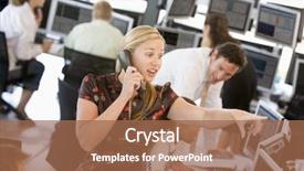  Presentation with stock broker - Presentation enhanced with stock trader on the phone background and a coral colored foreground