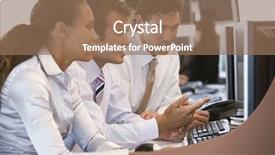  Presentation with trader - Slide deck with stock trader team at work background and a coral colored foreground