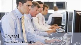  Presentation with stock broker - Beautiful presentation featuring stock traders at work backdrop and a light blue colored foreground