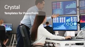  Presentation with stock trading - Theme consisting of stock traders working in office background and a gray colored foreground