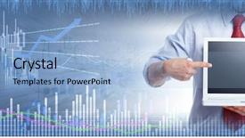  Presentation with computer - Amazing slides having stock volatility - investor with laptop computer backdrop and a light blue colored foreground
