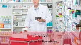  Presentation with male pharmacist - Colorful PPT layouts enhanced with stock while holding digital tablet backdrop and a red colored foreground