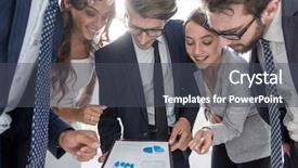  Presentation with financial report - Colorful PPT theme enhanced with stockholder - business team discussing report financial backdrop and a dark gray colored foreground