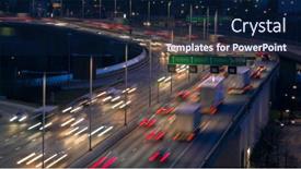  Presentation with traffic - Presentation featuring stockholm city at night and traffic background and a navy blue colored foreground