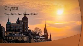  Presentation with sunset - Slides having stockholm-city-at-sunset background and a coral colored foreground