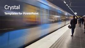  Presentation with metro train - Cool new presentation design with stockholm metro train station backdrop and a ocean colored foreground