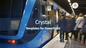  Presentation with train railway - Presentation theme enhanced with stockholm metro train station background and a ocean colored foreground