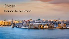  Presentation with dusk - Cool new presentation theme with stockholm-sweden-in-winter backdrop and a coral colored foreground