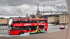  Presentation with bus - Beautiful presentation theme featuring stockholm-sweden-july-25-2017 backdrop and a light gray colored foreground
