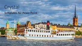  Presentation with steamboat - Presentation theme with stockholm-sweden-jun-22-2017 background and a light blue colored foreground