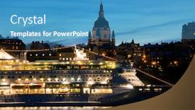  Presentation with cruise ship - Presentation theme consisting of stockholm sweden sunset and a cruise ship background and a teal colored foreground